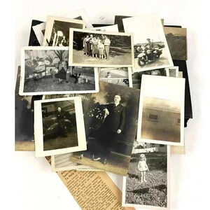 Lot of 84 Family‎ Motorcycle Homes Cars Farms Niagara B&W Photographs OOAK 1950s